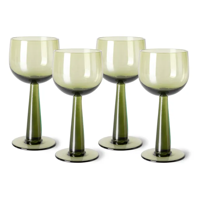 Copa de vino The emeralds - Set de 4 | Verde oliva