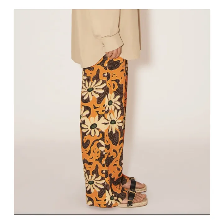 Pantalón de crepé con estampado floral Yareli | Naranja- Imagen del producto n°2