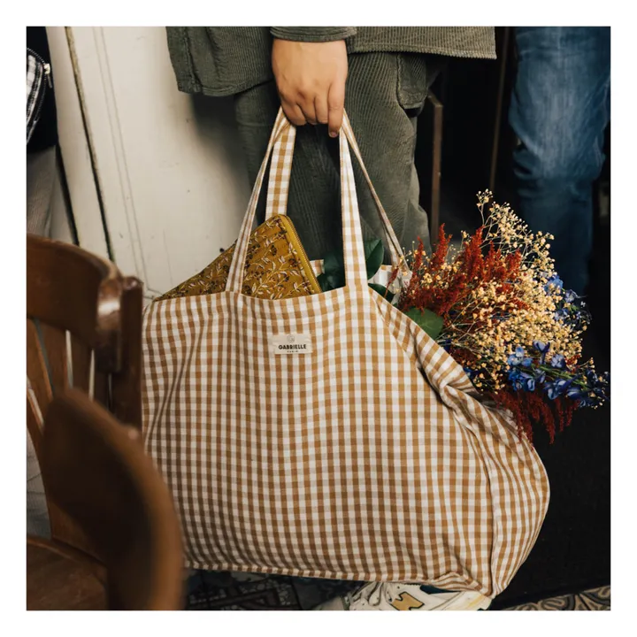 Bolso week-end Vichy | Camel- Imagen del producto n°1