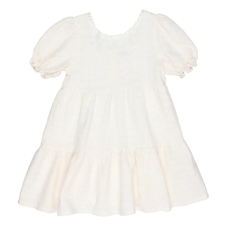 Embroidered Organic Cotton Muslin Dress | Ecru- Product image n°1