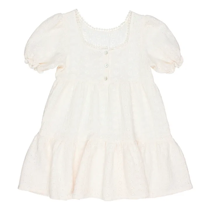 Embroidered Organic Cotton Muslin Dress | Ecru- Product image n°0