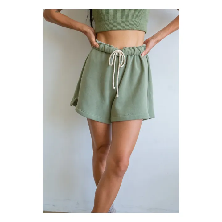 Pantalón corto Eco-Fleece de algodón orgánico | Verde- Imagen del producto n°1