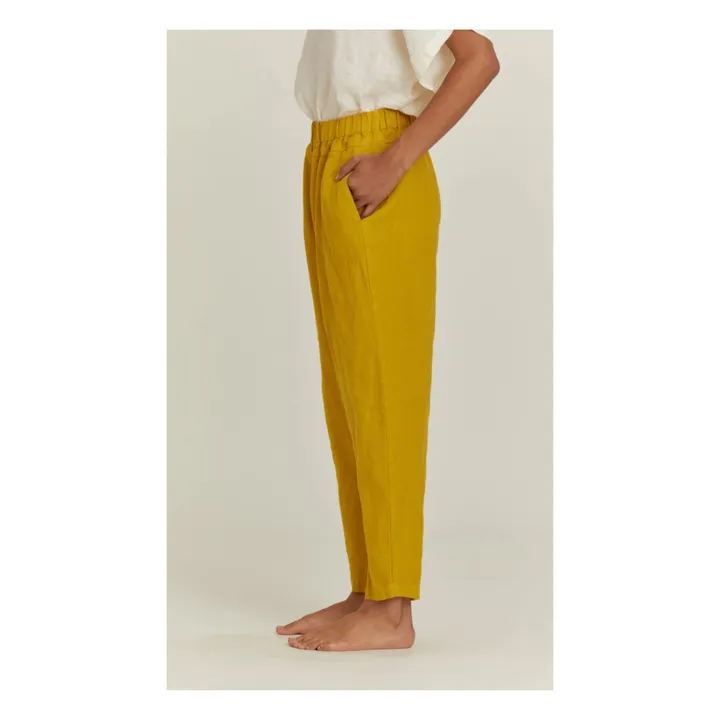 Carpenter Linen Trousers | Yellow- Product image n°2