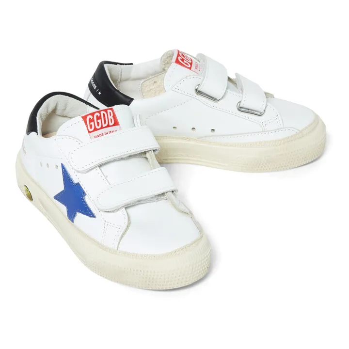 May School Leather Velcro Sneakers | Light blue- Product image n°1