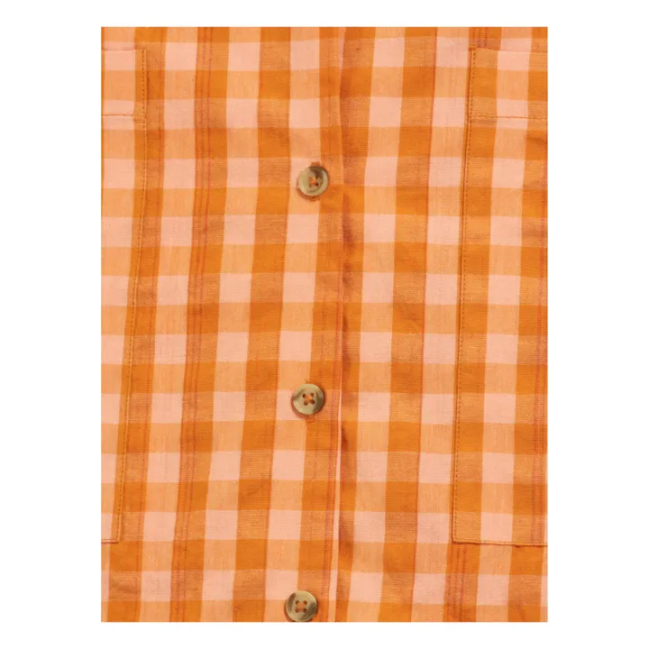 Camisa de manga corta de algodón orgánico Cuadros - Colección Mujer  | Naranja- Imagen del producto n°5