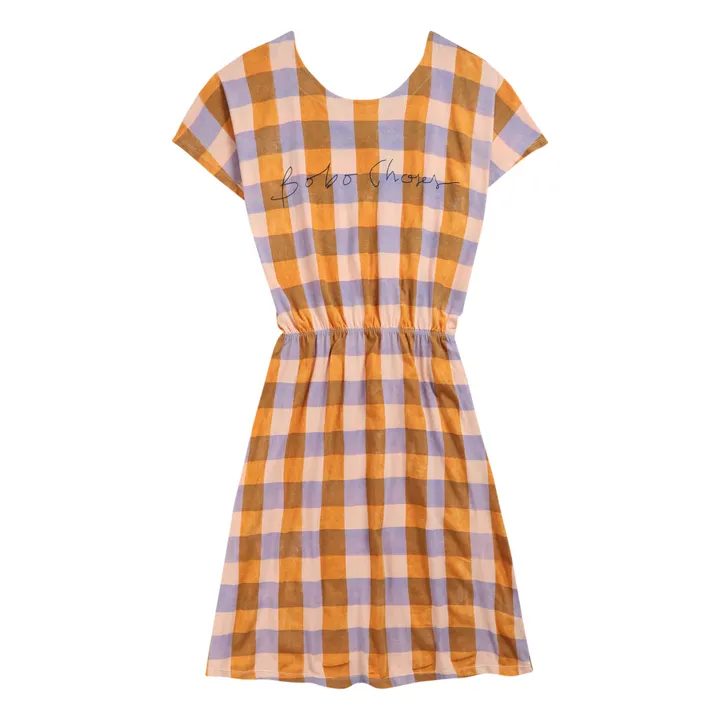 Vestito, motivo a quadri, in jersey e cotone biologico - Collezione Donna   | Arancione- Immagine del prodotto n°0