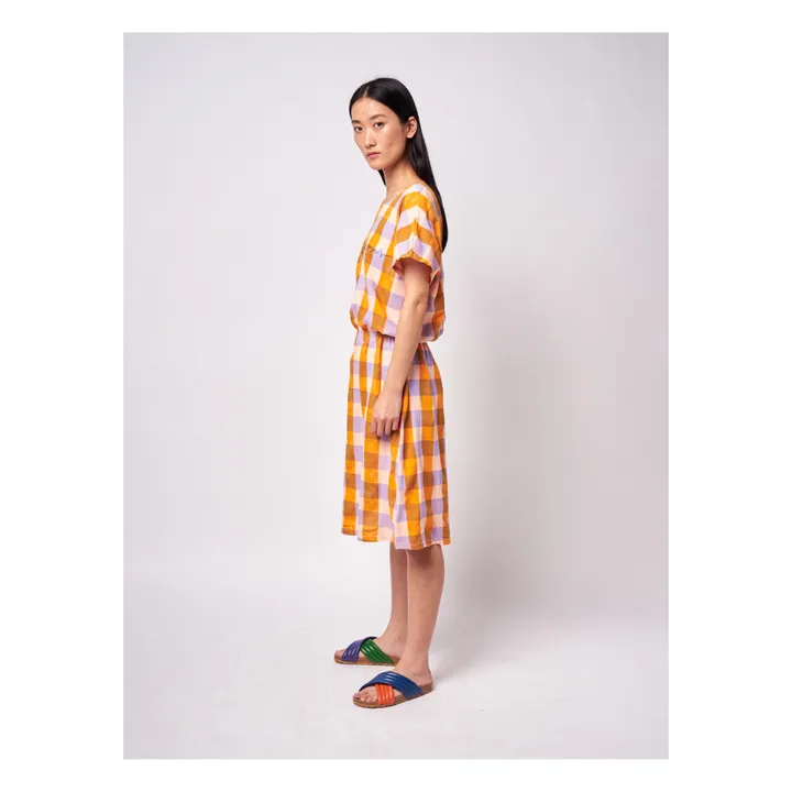 Vestito, motivo a quadri, in jersey e cotone biologico - Collezione Donna   | Arancione- Immagine del prodotto n°2