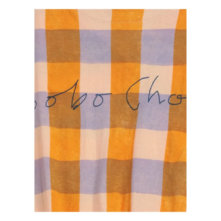 Vestito, motivo a quadri, in jersey e cotone biologico - Collezione Donna   | Arancione- Immagine del prodotto n°3