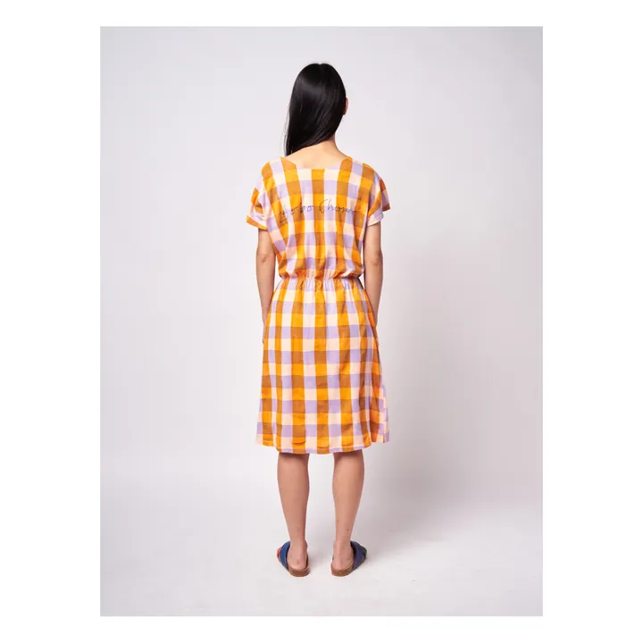 Vestito, motivo a quadri, in jersey e cotone biologico - Collezione Donna   | Arancione- Immagine del prodotto n°4