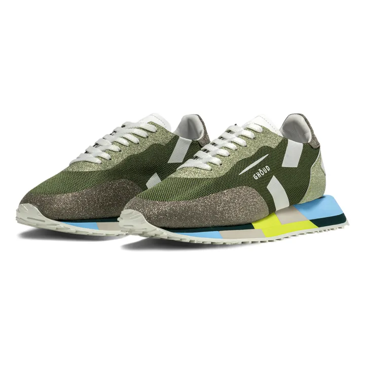 Star Low-Top Glitter Mesh Sneakers | Olive green- Product image n°1