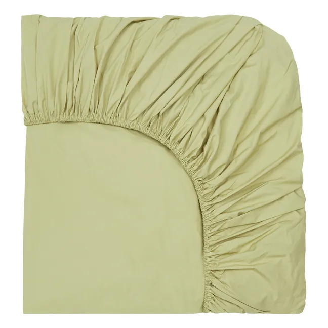 Organic Percale Fitted Sheet | Pistachio green