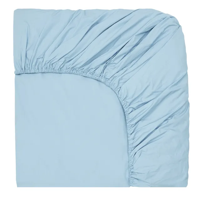Drap-housse en percale organique | Bleu ciel