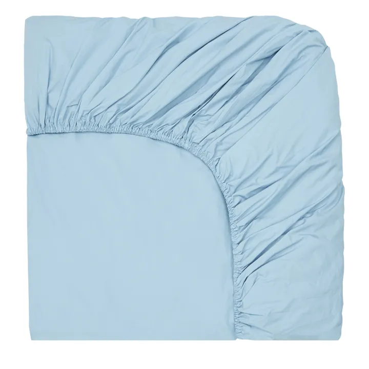 Organic Percale Fitted Sheet | Light blue- Product image n°0