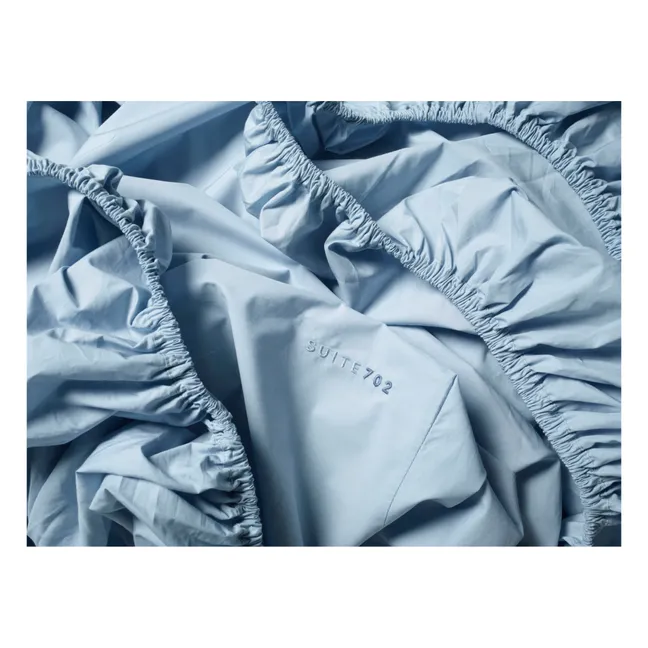 Drap-housse en percale organique | Bleu ciel