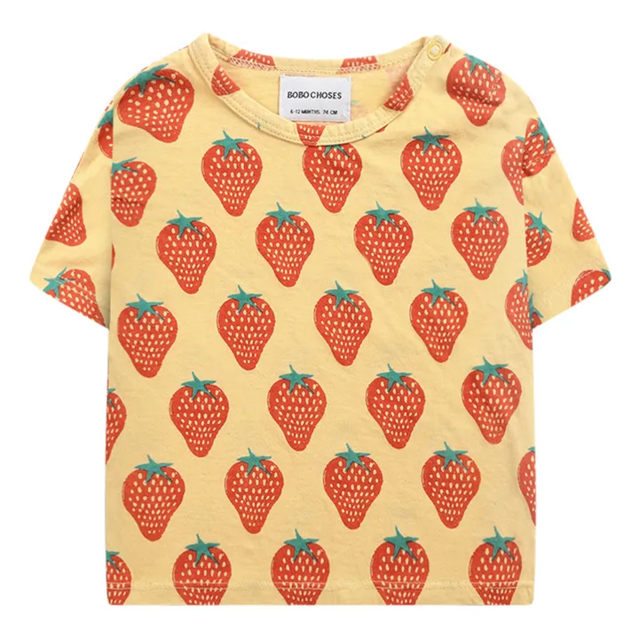 T-Shirt Coton Bio Fraises | Jaune- Image produit n°0