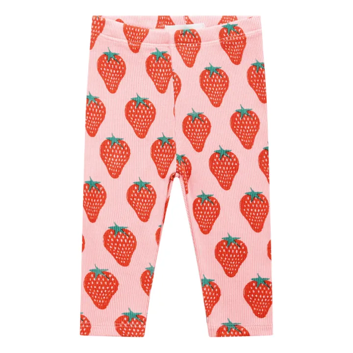 Organic Cotton Strawberry Baby Leggings | Pink- Product image n°0