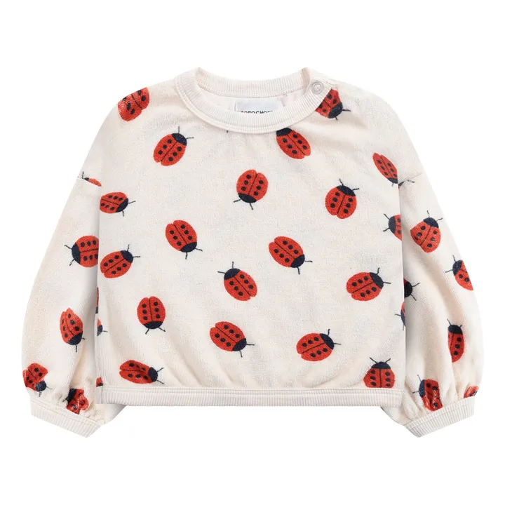 Organic Cotton Terry Cloth Ladybird Sweatshirt | Ecru- Product image n°0