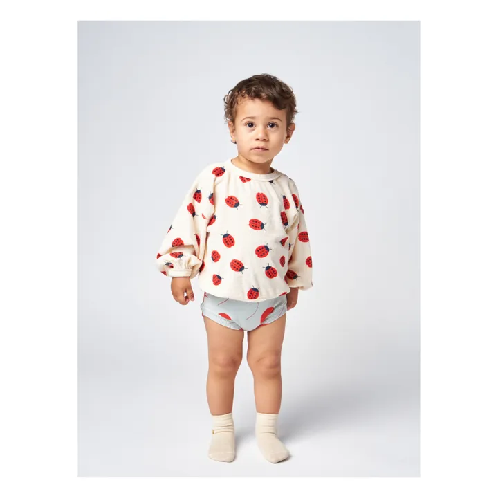 Organic Cotton Terry Cloth Ladybird Sweatshirt | Ecru- Product image n°3