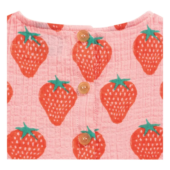 Organic Cotton Muslin Strawberry Dress | Pink- Product image n°5