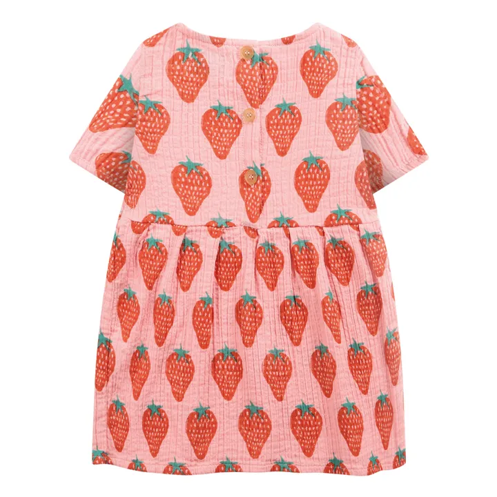 Organic Cotton Muslin Strawberry Dress | Pink- Product image n°6