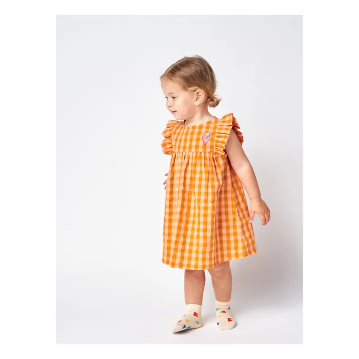Organic Cotton Checked Dress | Orange- Product image n°1