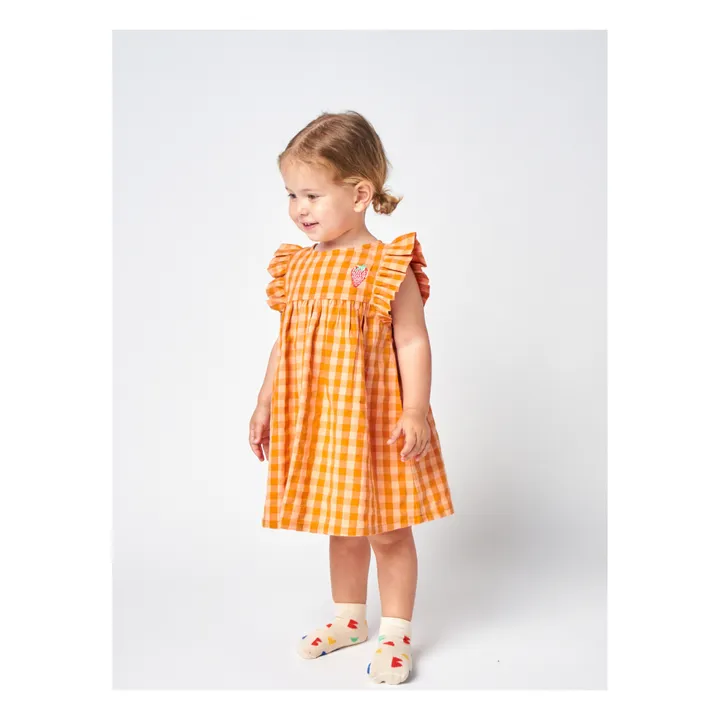 Organic Cotton Checked Dress | Orange- Product image n°2
