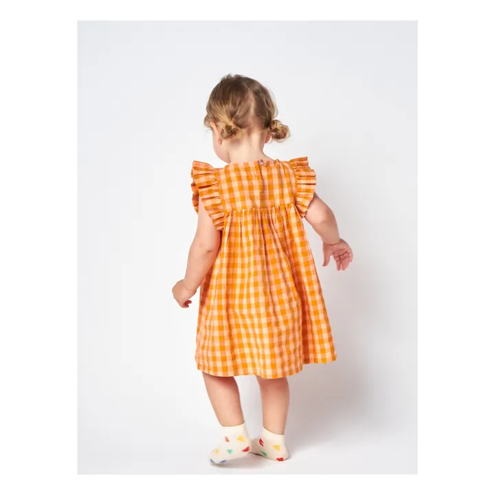 Organic Cotton Checked Dress | Orange- Product image n°3