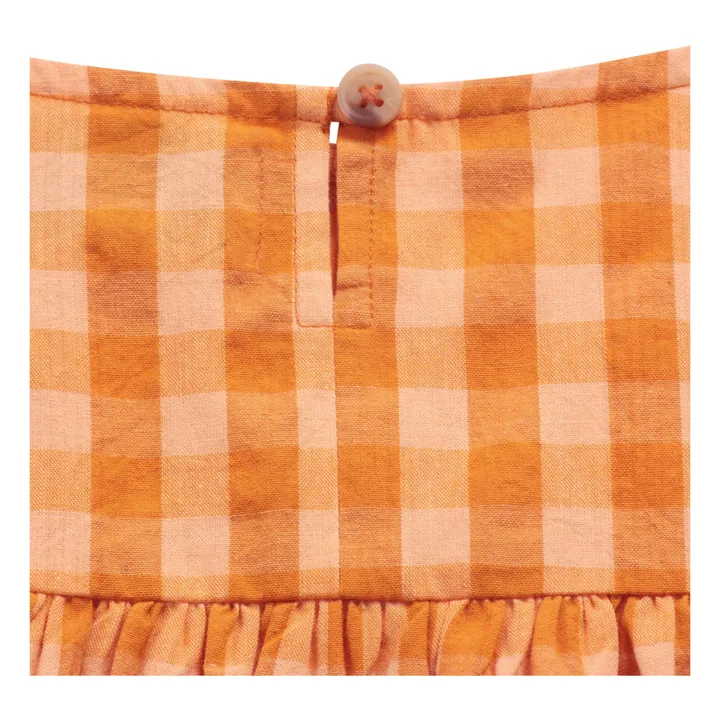 Organic Cotton Checked Dress | Orange- Product image n°5