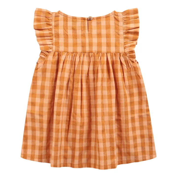 Organic Cotton Checked Dress | Orange- Product image n°6