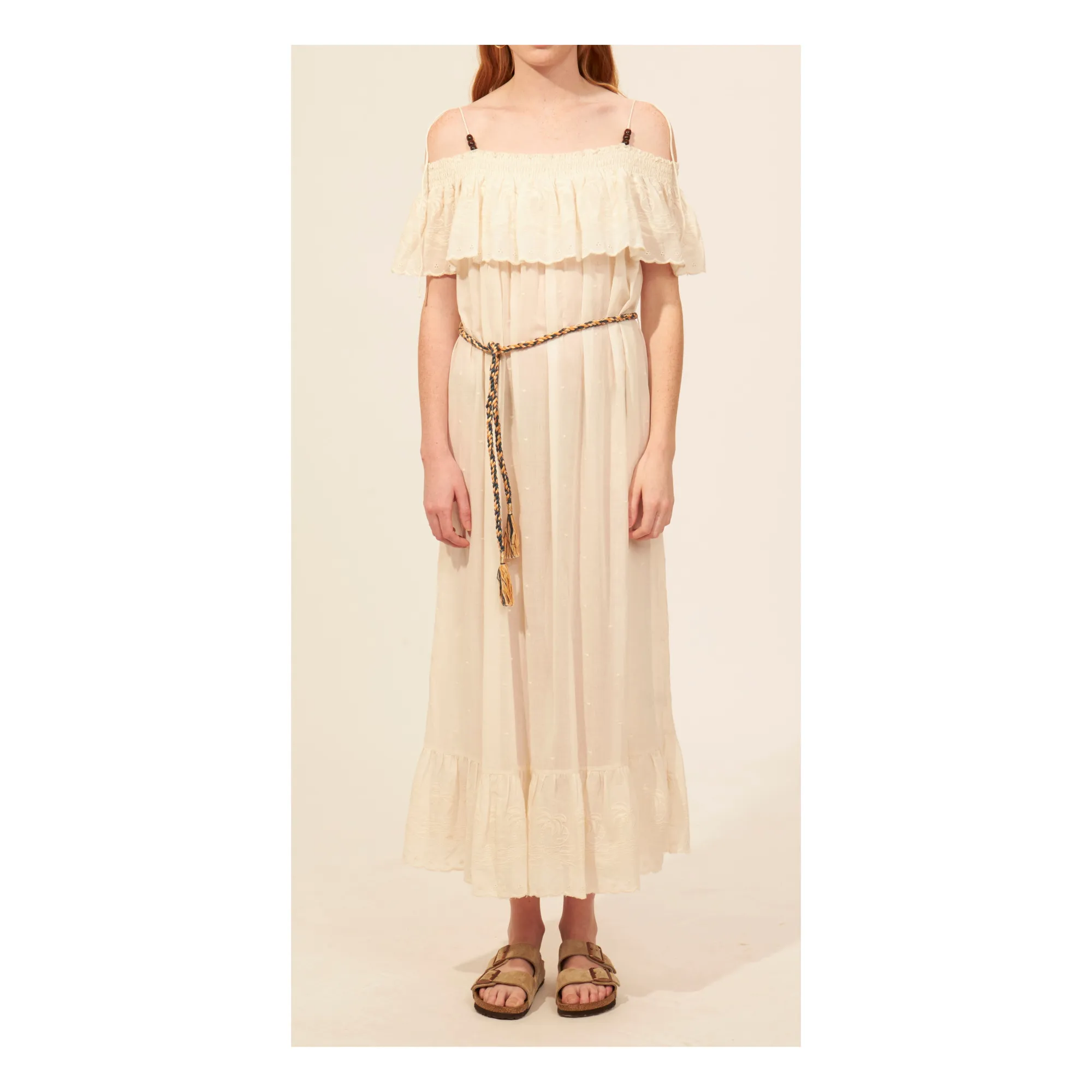 Antik Batik Cream Felicia Embroidered Cotton Voile Dress
