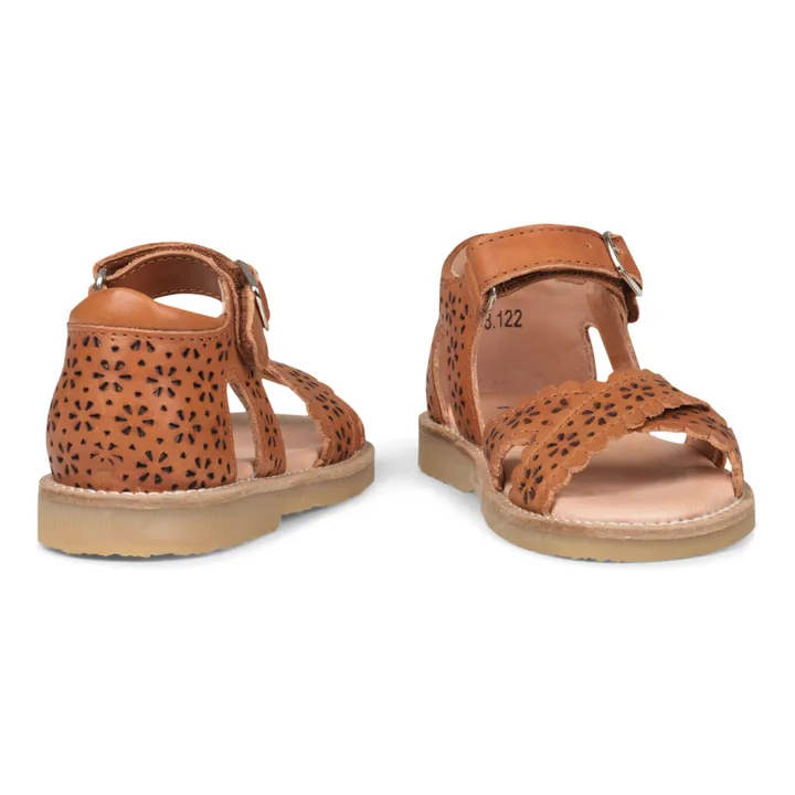 Scalloped Crossover Flower Sandals | Brown- Product image n°6