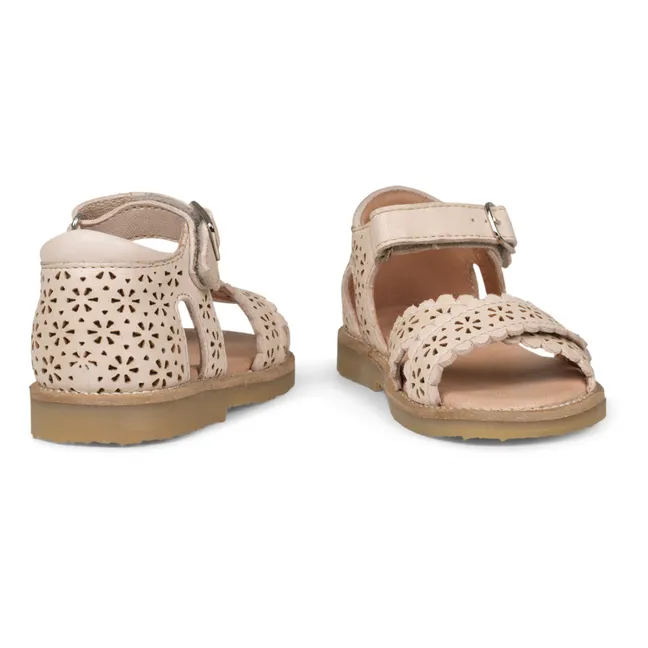 Sandales Croisées Festonnées Fleurs | Crème
