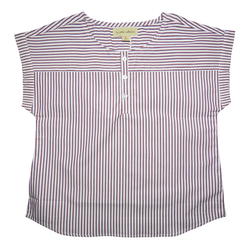 La Petite Collection Red Organic Cotton Striped Kurta Shirt