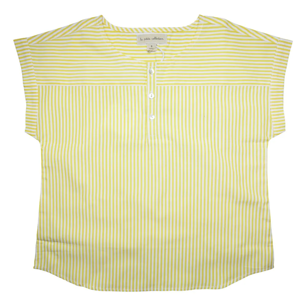 La Petite Collection Yellow Organic Cotton Striped Kurta Shirt