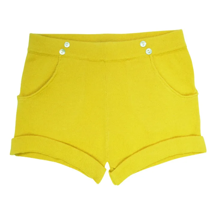 Recycled Organic Cotton Knit Shorts | Yellow- Product image n°0
