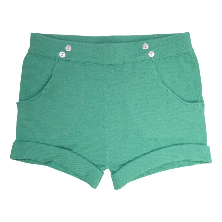 Recycled Organic Cotton Knit Shorts | Green- Product image n°0