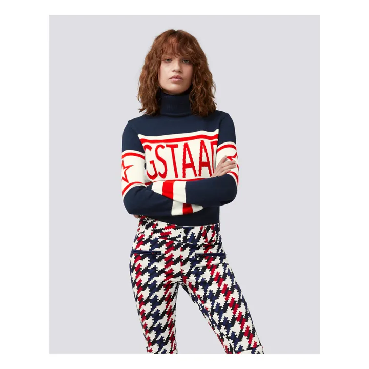 Aurora Flare Print Ski Trousers | Navy blue - Red- Product image n°1