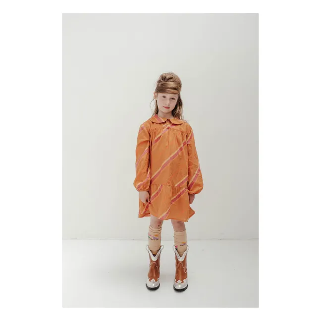 Vestido de cuello alto de algodón orgánico | Naranja