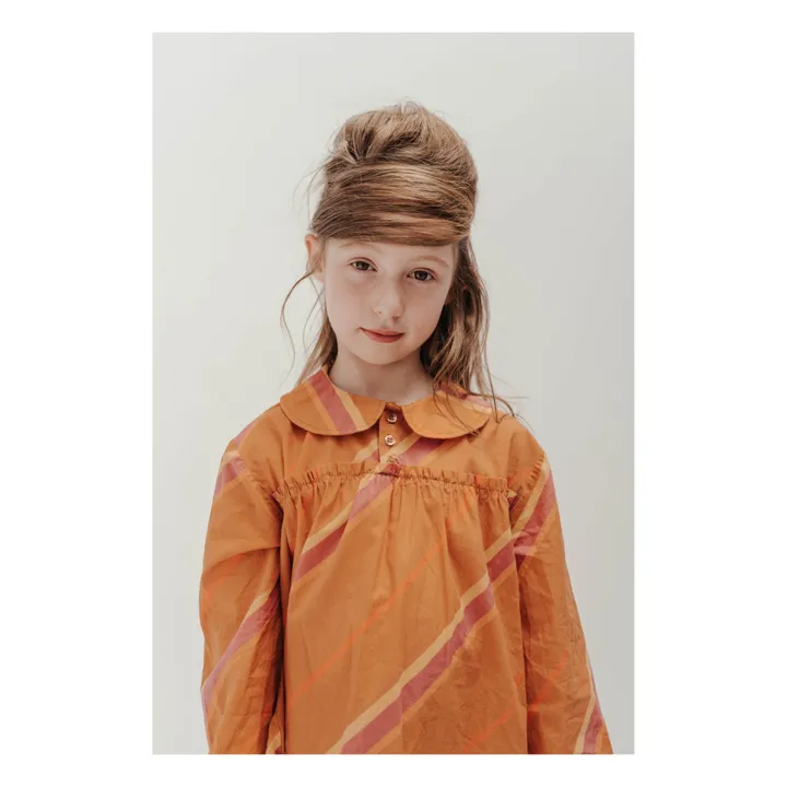 Vestido de cuello alto de algodón orgánico | Naranja- Imagen del producto n°2
