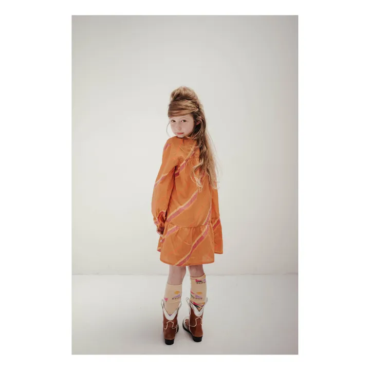 Vestido de cuello alto de algodón orgánico | Naranja- Imagen del producto n°3