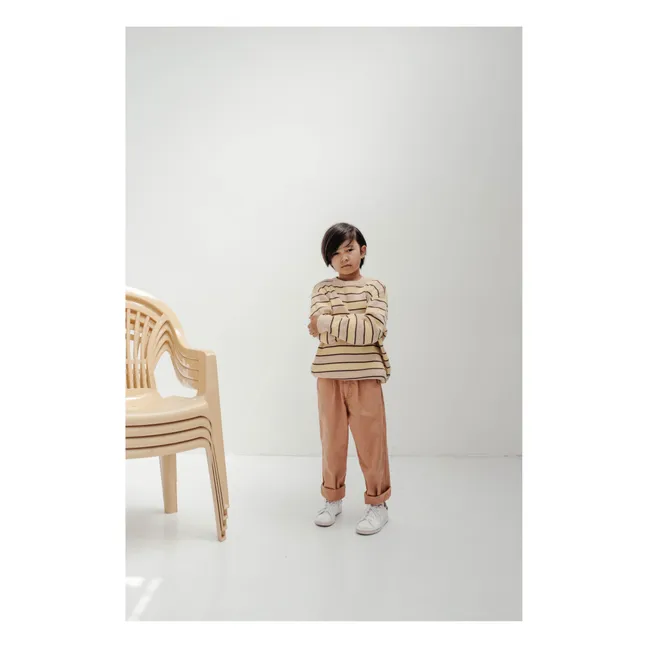 Striped Knitted Jumper | Beige