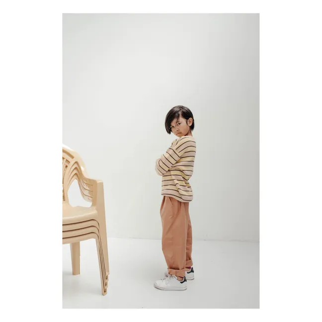 Striped Knitted Jumper | Beige