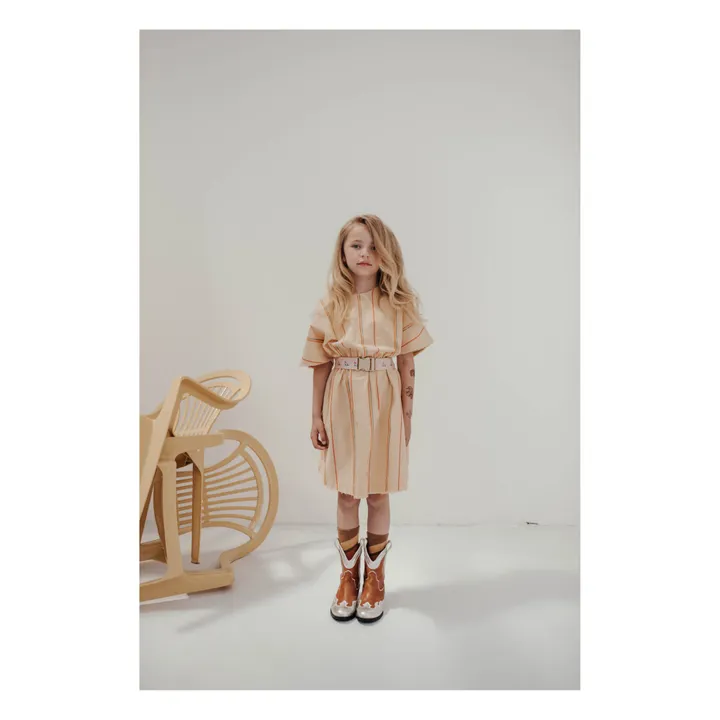 Gestreiftes Kleid Bio-Baumwolle | Blasses Gelb- Produktbild Nr. 1