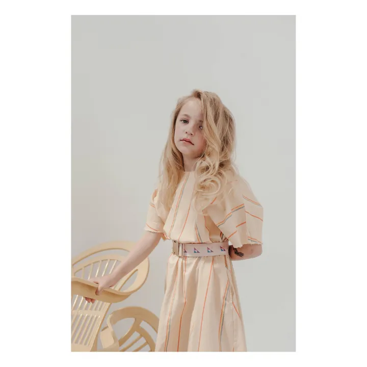 Gestreiftes Kleid Bio-Baumwolle | Blasses Gelb- Produktbild Nr. 3