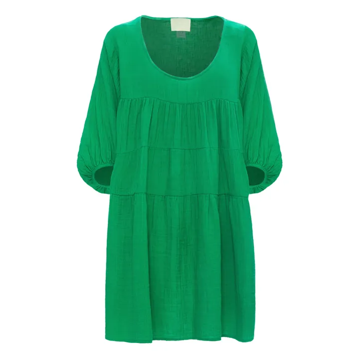 Vestido corto de gasa de algodón Nina | Verde- Imagen del producto n°0