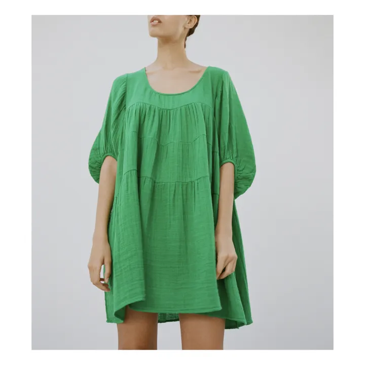 Vestido corto de gasa de algodón Nina | Verde- Imagen del producto n°1