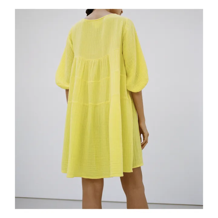 Robe Nina Mini Gaze de Coton | Jaune- Image produit n°3