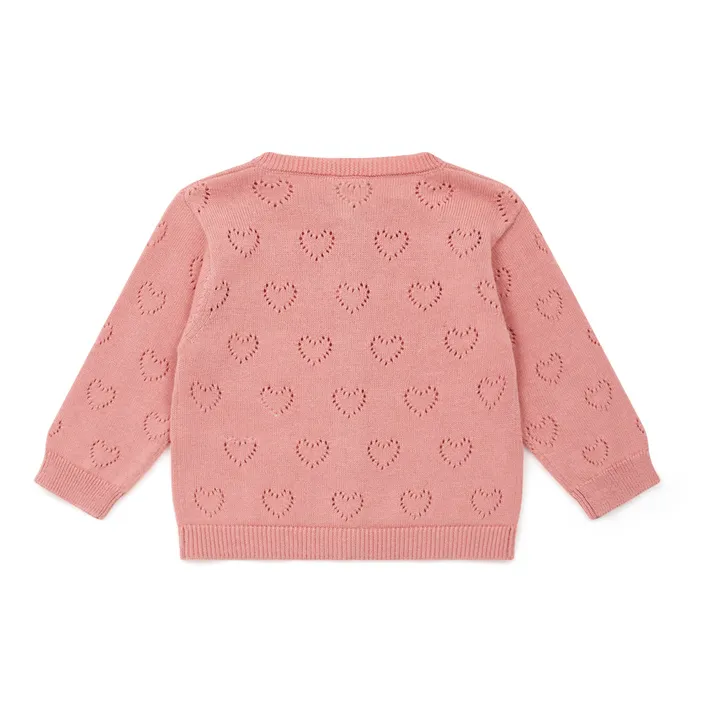 Organic Cotton Openwork Heart Cardigan | Pink- Product image n°2