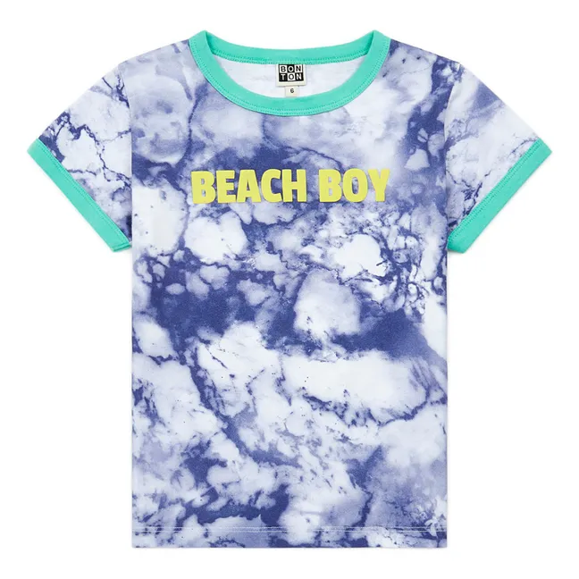 T-Shirt in Cotone Organico Tie and Dye Beach | Blu