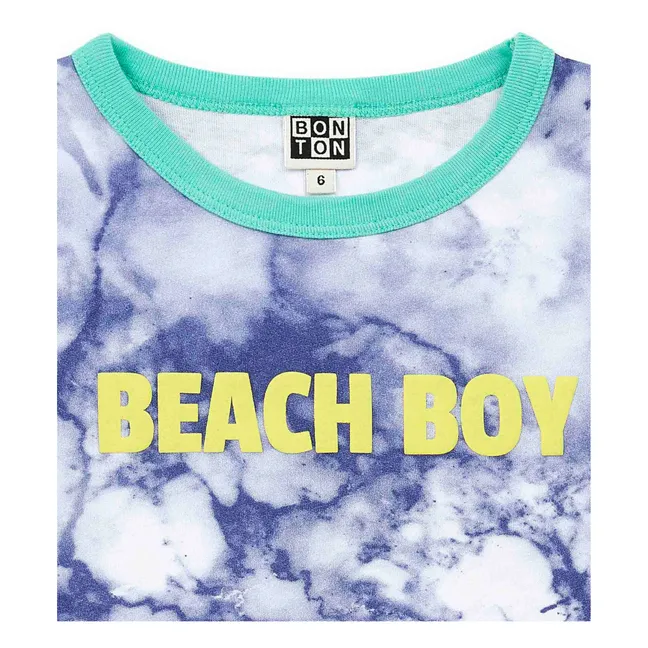 T-Shirt in Cotone Organico Tie and Dye Beach | Blu